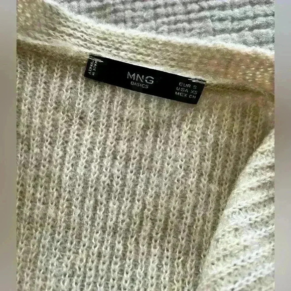 Mango Basics Beige Knit Top Lace V-Neck Sweater Pullover | XS - Picture 5 of 5